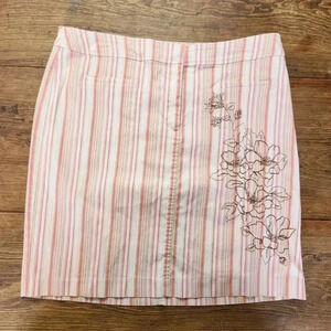 Lane Bryant Women's Striped Size 16 Mini Floral Skirt flower embroidery y2k